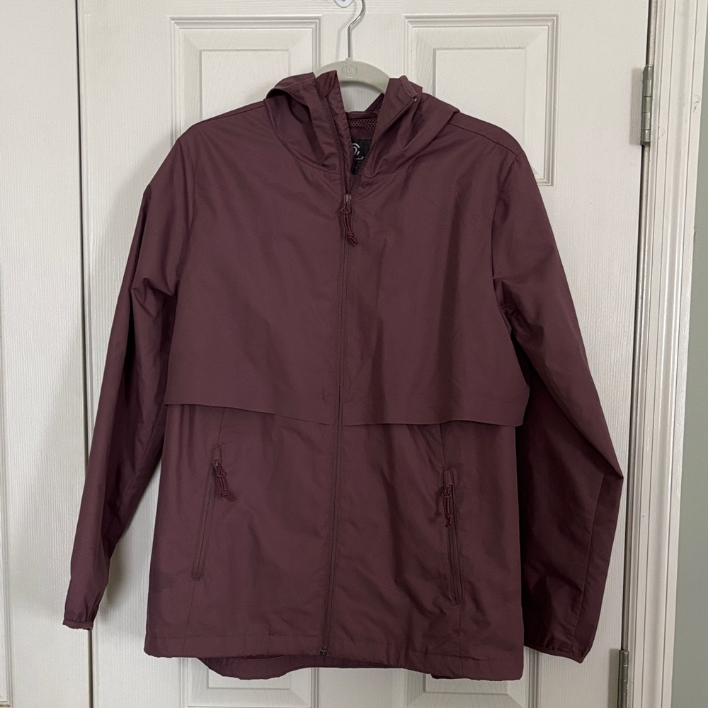 Burgundy Hooded Rain Jacket